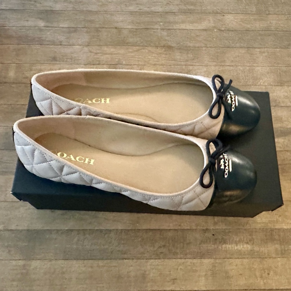 Coach Genuine Leather Allyson Quilted Ballet Flats Size 10 - Picture 8 of 16